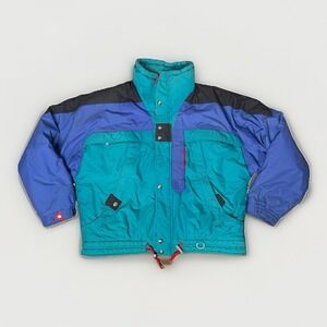 Super Rare Vintage 90s St. John's Bay Colorblock Ski Jacket Size XL Blue Green